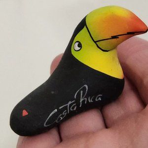 Costa Rica Toucan Bird Figurine chalk pottery colorful hand painted